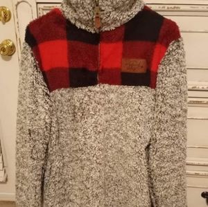 Southern Fried Chics Buffalo Plaid Sherpa Size Med